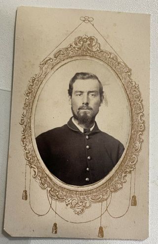Antique 1860s Civil War Captain Officer Soldier Cdv Photo Uniform Man