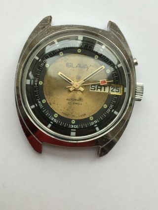 Vintage Rare Men Watch Slava СЛАВА Automatic 2427 Rotor 27 Jewels Day Date Top