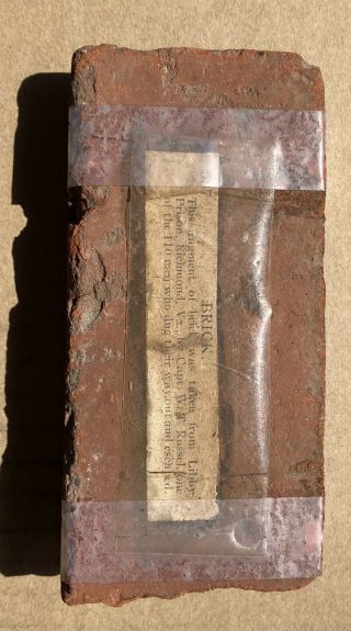 Libby Prison Richmond Va Confederate Prison Escape Brick Civil War Artifact