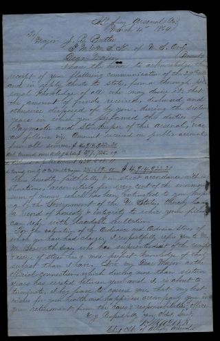 1864 Civil War Document - Store Keeper Of Allegheny Arnsenal,  Pennsylvania