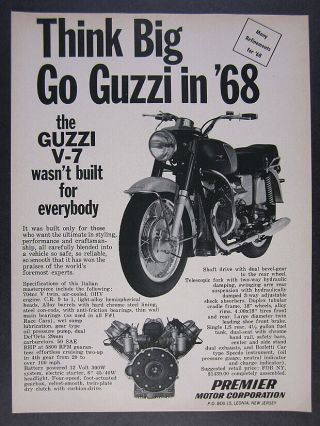 1968 Moto Guzzi V7 700 Motorcycle Vintage Print Ad