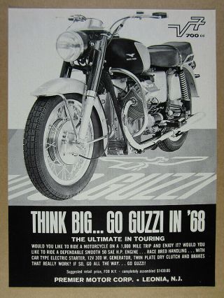 1968 Moto Guzzi 700 V7 Motorcycle Vintage Print Ad