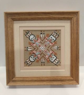 Authentic Navajo Sand Painting Signed Native American Ethnic Wall Art Utah Bryce