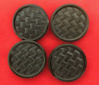 Set Of 4 Civil War Era Hard Rubber Buttons,  Basketweave " Goodyear 