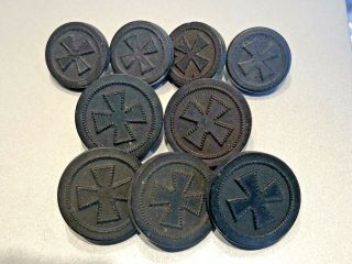 Set Of 9 Civil War Era Hard Rubber Buttons,  Cross " Goodyear 