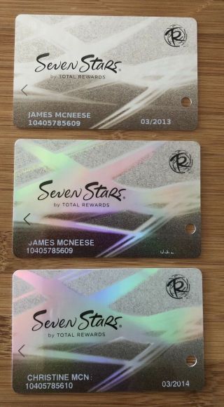 3 Harrahs Seven Stars Club Silver Casino Players Slot Cards Caesars 2012 2013