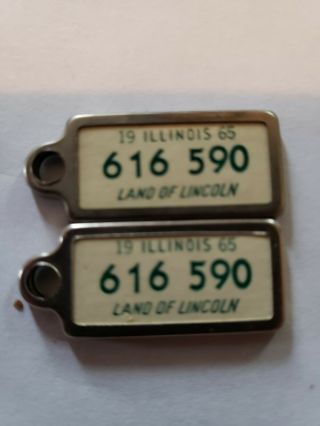 Matching 1965 Illinois Dav License Plate Key Return Tags