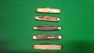Lot@5 Vtg Pocket Knives Colonial Usa Camillus H Boker Improved Imperial Ok - Gdsnp
