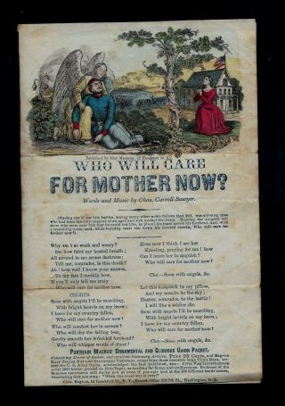 Civil War Letter - 9th York Artillery,  Song Sheet " Who Will Care For Mother "