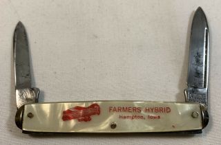 Vintage Farmers Hybrid Hampton Iowa 2 Blade Pocket Knife