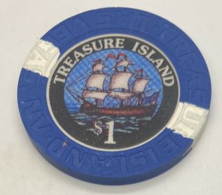 Treasure Island Casino - Las Vegas Nevada - $1 House Chip - Ship Bird Version