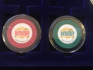 Red Green Encapsulated Golden Nugget Roulette Casino Chips Las Vegas Nevada