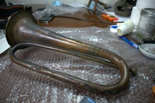 Great Civil War Era Copper Bugle With Brass Fittings - Mouthpiece