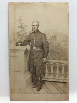 Civil War Era Cdv - Infantry Officer,  Full Standing Image With Sword