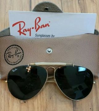 Vintage Ray Ban Aviator Sunglasses,  Black Frames And Lenses,  With Case