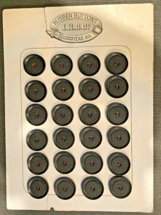 Set Of 24 Civil War Era Goodyear Rubber Buttons On Card,  9/16 "