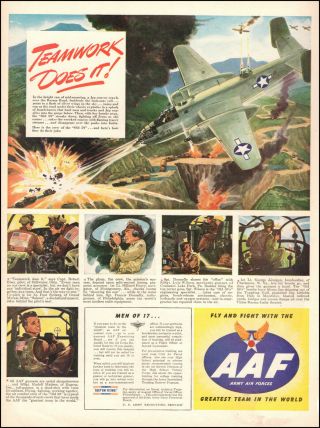 1944 Ww2 Ad Fly And Fight With The Aaf,  Army Air Forces B - 25 Mitchell 121420