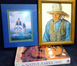 Enoch Kelly Haney Hand Signed Print,  Native American History,  Great Northern Ry,