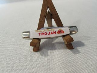 Vintage Trojan Brand Seed Co.  Advertising 3 Blade Folding Pocket Knife - Japan