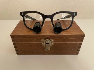 Vintage Designs For Visions Surgical Telescopes Loupes Glasses Wood Box Dental