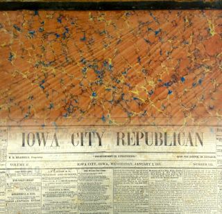 Antique 1867 Bound Year Iowa City Ia Republican Newspaper Advertising Civil War