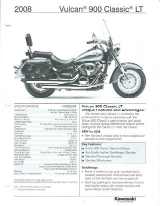 Motorcycle Data Sheet - Kawasaki - Vulcan 900 Classic Lt 2008 - Brochure (dc739)