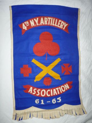 Antique Rare Post Civil War Gar Banner 4th N.  Y.  Artillery 1880 - 1910 