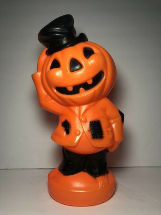 Vintage Empire Plastics Halloween Blow Mold Scarecrow Pumpkin 1969 15 " Usa