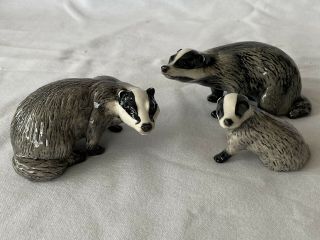 Vintage Beswick Badger Family / 3 X Badgers / Male,  Female & Cub - Pristine