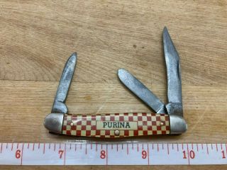 Vintage Purina Feeds Advertising 3 - Blade Pocket Knife Camco Camillus Usa