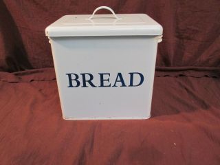 Vintage Large Bread Cracker Box Bin White Enamelware Country Kitchen Retro