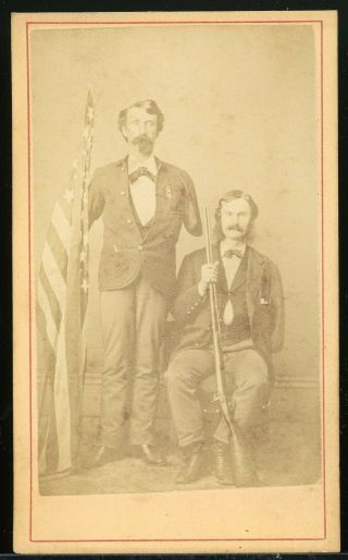 Cdv Photograph Civil War Soldier Armed Veterans Wounded Amputees Jersey