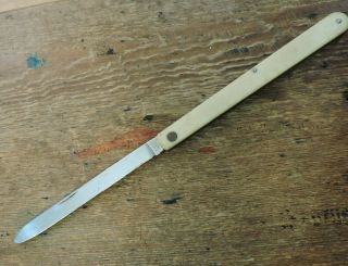 Old Vintage White Stainless Steel Colonial Folding Pocket Knife Made In The Usa