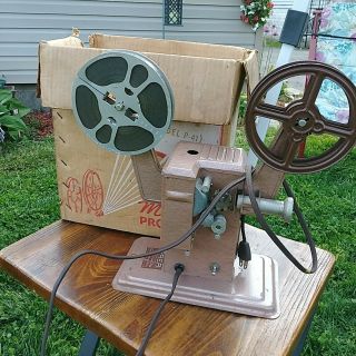 Vintage Excel Prep 16mm Projector,  Box And Several Films.