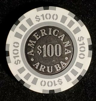 $100.  00 Americana Hotel And Casino Aruba Casino Chip