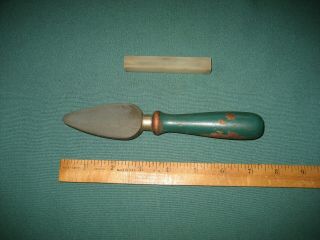 Vintage Hard Arkansas Hf - 43 Hone Knife Sharpener Carborundum Stone Wood Handle