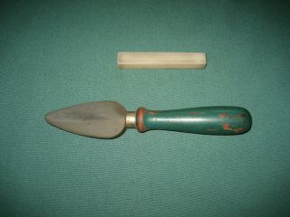 Vintage Hard Arkansas HF - 43 Hone Knife Sharpener Carborundum Stone Wood Handle 2