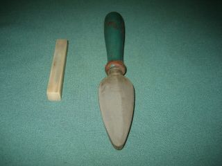 Vintage Hard Arkansas HF - 43 Hone Knife Sharpener Carborundum Stone Wood Handle 3