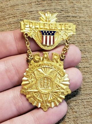 Rare 1913 Washington Ohio Gar Civil War Veterans Military Medal Pin Badge Look