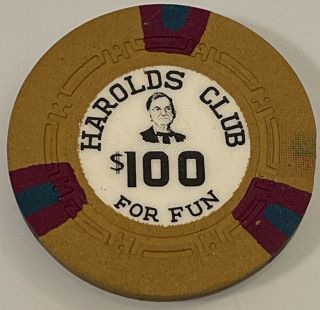 Harolds Club $100 Casino Chip Reno Nevada 3.  99