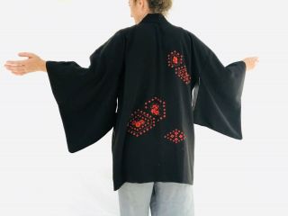 Vintage Silk Kimono Haori.  Shibori.