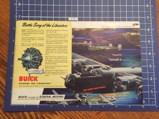1944 Buick Wwii B - 24 Liberator Bombers Art Pratt Whitney Aircraft Engine Ad