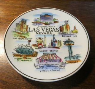 Vintage 1960s Las Vegas Nevada Casinos Strip Porcelain Souvenir Plate