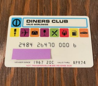 Vintage Credit Card Diners Club Late 60’s - Early 70’s