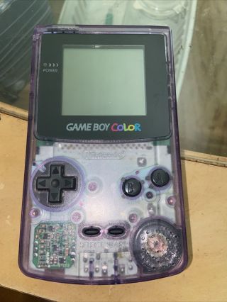 Nintendo Game Boy Color Cgb - 001 Clear Atomic Purple Console Vtg - Button Issues