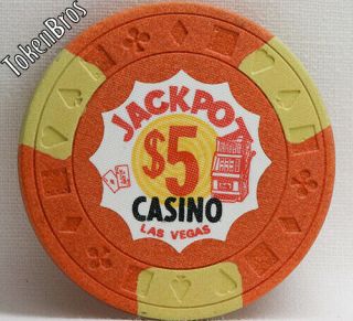 $5 Five Dollar Poker Gaming Chip Jackpot Casino Las Vegas Nevada 1973