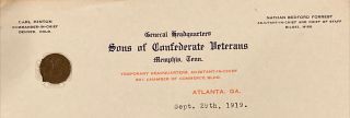 1919 Letterhead Sons Of Confederate Veterans Nathan Bedford Forrest Sig