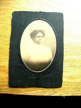 Vintage Cabinet Photo Looking Elegant Young Black Afro American Woman 1915