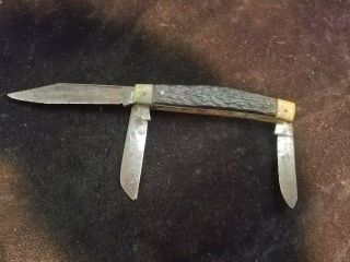 Vintage Premium Stock Knife Germany Flying Crown 3 Blade Folding Pocket Knife