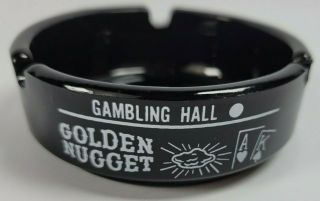 Golden Nugget Casino Las Vegas Black Glass Ashtray Coin Or Trinket Tray C